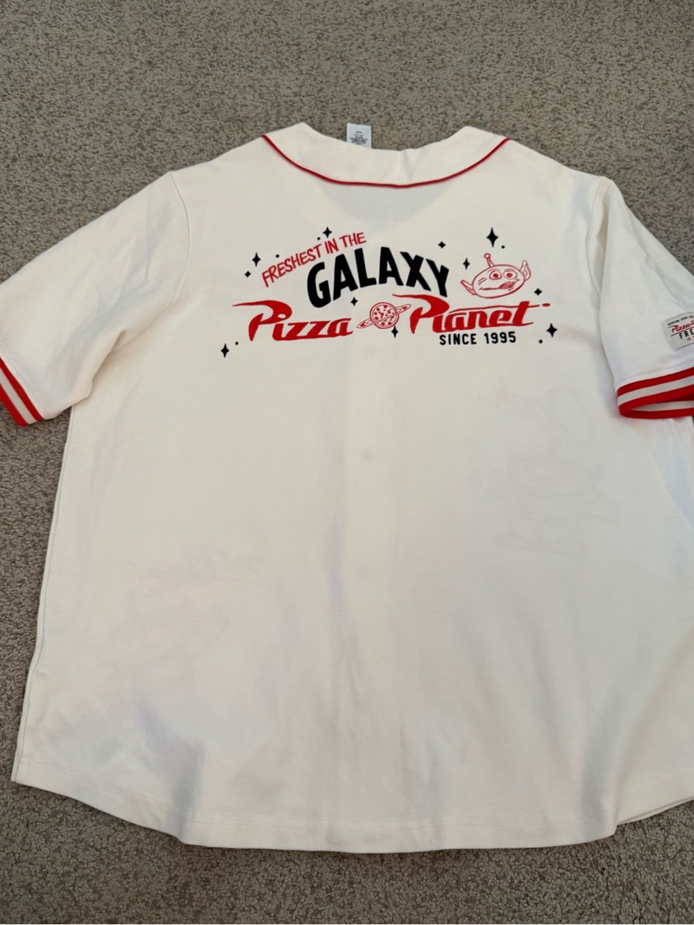 Disney Parks Pizza Planet Baseball Jersey - Picture 8 of 9